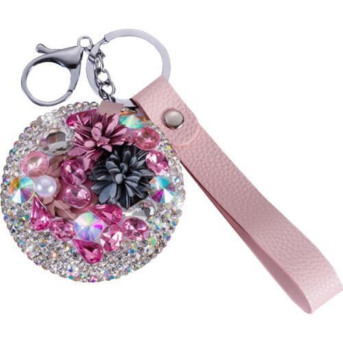 Bling Diamond Car Keychain Key Ring Key Holder With Mirror for Benz BMW Audi ETC