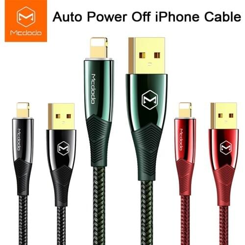 Mcdodo Auto Disconnect Cable 3A For Lightning Charge USB Cable For iPhone X XR XS 11 12 Pro Max LED Quick Fast Charger Data Cord