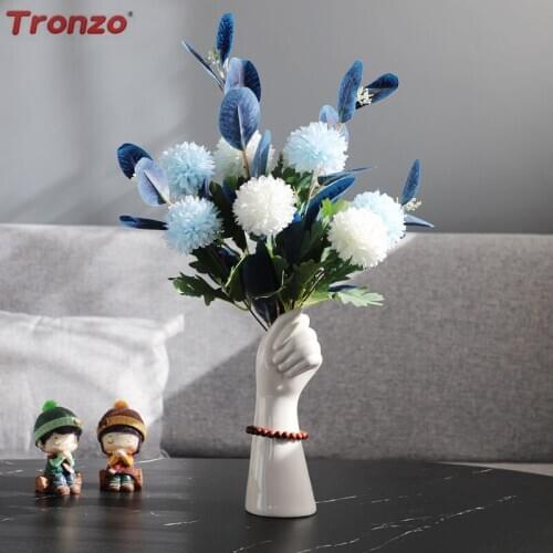 Tronzo Nordic Style Vase Handmade Flowers Modern Home Office Decoration Creative Flowers Living Room Party Ceramic Decorations