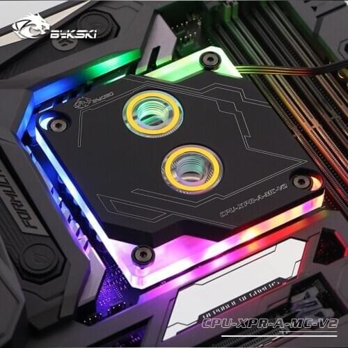 Bykski CPU Water Block use for INTEL LGA1150 1151 1155 1156 2011 2066 X99 I7 RGB Light Support 5V 3PIN GND Header to Motherboard