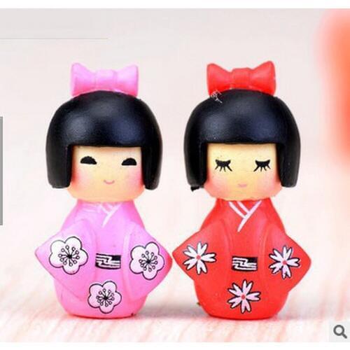 10PCS Japanese Kimono Little Girl Fairy Garden Miniatures DIY Ornament Decoration Crafts Figurines Micro Landscape Decorations