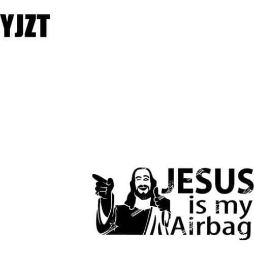 YJZT 12.7CM*5.8CM JESUS IS MY AIRBAG Vinyl Car Motorcycle Sticker Decals Black/Silver C13-000144