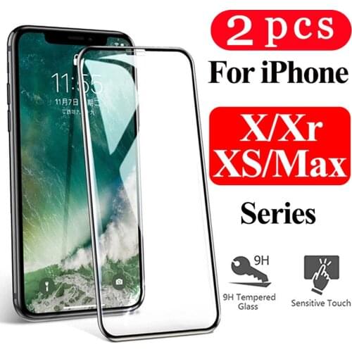 2PCS full cover tempered glass for iphone 11 pro XR X XS MAX phone screen protector Protective Film on the glass smartphone