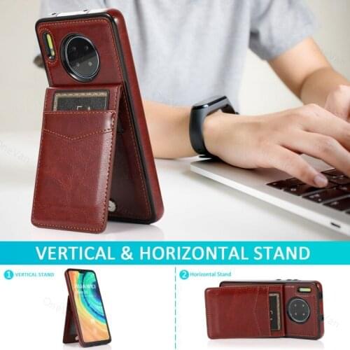 Protective Case For Huawei P30 P40 Lite Pro Plus Mature Bracket luxury Phone Cases For Huawei Mate 30 40 Lite Pro Leather case