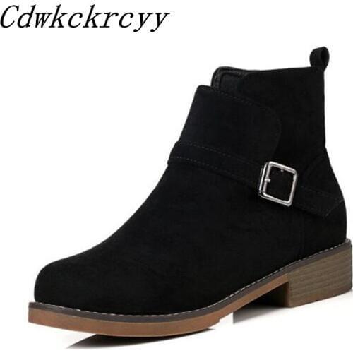 Women Boots Autumn and winter New style fashion Round head Grind Martin boots Student Cashmere Keep warm Winter boots size 34-43