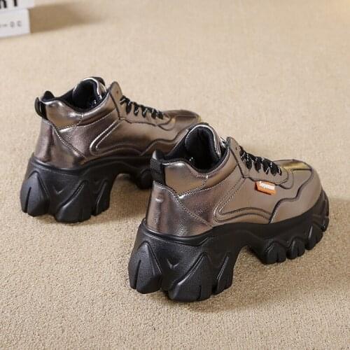 2021 Chunky Sneakers Women Shoes Patent Leather Breathable Thick Bottom Sport Platform Sneakers Women Trainers Zapatillas Mujer