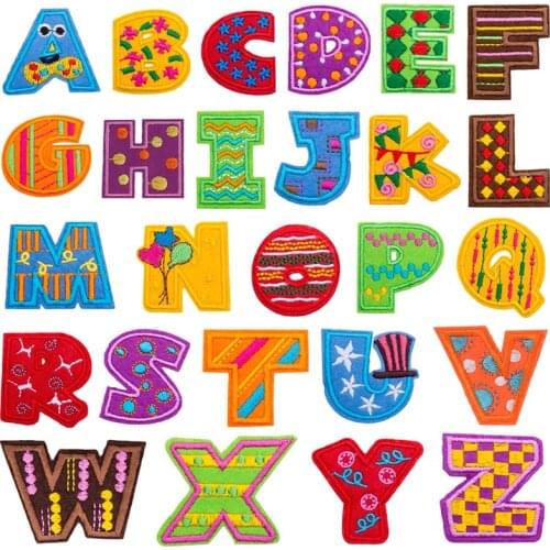 1 set of 26 English letters Embroidery Patches hotfix motif appliques iron on patches badge stickers for clothing Accessory