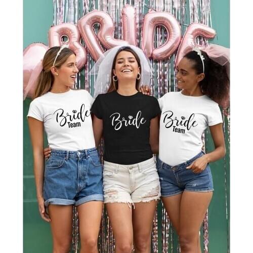 1 PCS Bride Team Couple Bachelorette Bride Party Women Summer T-Shirt Hipster Short Sleeve Tops Girls Tees Camisetas Mujer