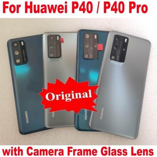 100% Original Best Back Battery Cover Housing Door For Huawei P40 / P40 Pro Rear Case + Camera Frame Glass Lens + Sticker tape