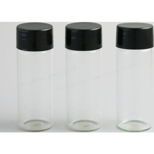 12 x 40ML Empty Clear Glass Drinking Bottle With Black Plastic Cap 40CC Screw Neck Glass Vials For vinegar Beads Containers