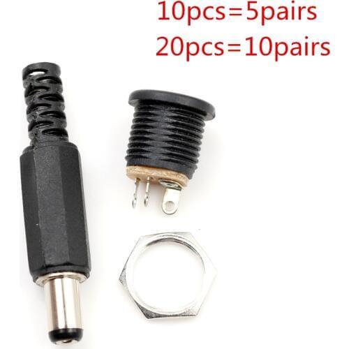 20pcs / 10pcs 12V 3A Plastic Male Plugs + Female Socket Panel Mount Jack DC Power Connector Electrical Supplies