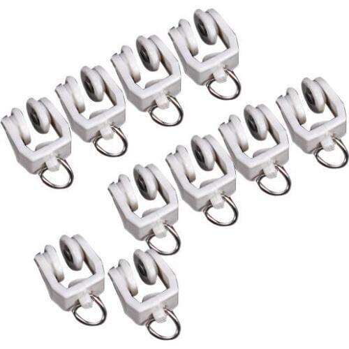 20pcs Bathroom Shower Window Curtain Track Rail Runners Slider Drapery Hooks