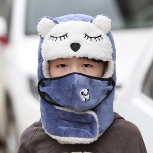 2020 Children Face Mask Bonnet Windproof Thick Warm Snow Ski Winter Hat Cap Earflap Boys Girls Warm and Comfortable Outdoor Use