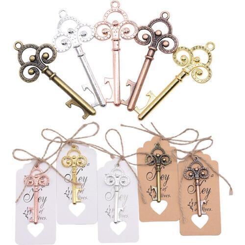 5Pcs Metal Key Beer Bottle Opener Wine Keychain Wedding Birthday Party Bar Favors Key Bottle Opener Kitchen Accessories
