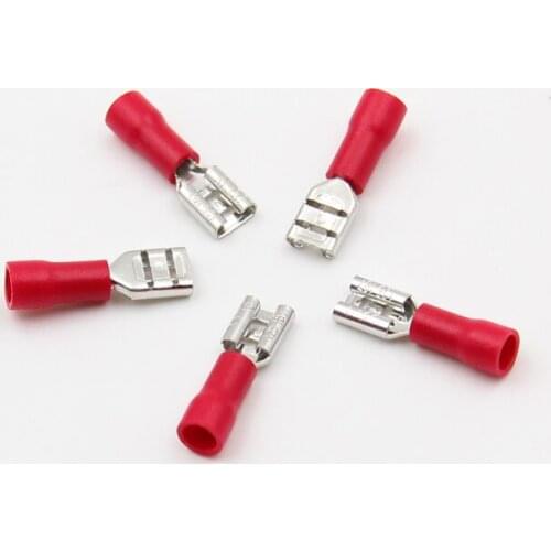 50pcs 4.8 plug spring FDD1.25-187 brass terminals mother pre insulated terminals Line 4.8 MM belt sheath nose