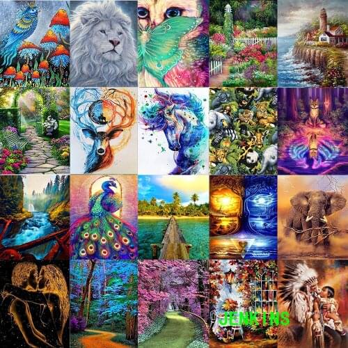 5D diamond painting full diamond animal landscape round diamond mosaic pattern home decoration DIY handmade gift jenkins