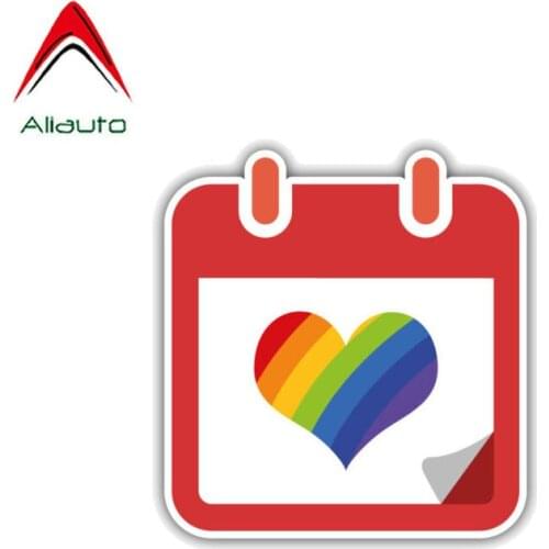 Aliauto Funny Car Sticker Gay Rainbow Calendar Decorate PVC Decal Cover Scratches for Motorcycles Opel Volkswagen Kia,10cm*10cm