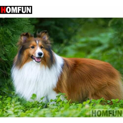 HOMFUN Full Square/Round Drill 5D DIY Diamond Painting "Animal dog" 3D Diamond Embroidery Cross Stitch Home Decor A20187