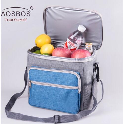 Aosbos Shoulder Insulated Lunch Bag for Women Men Kids Waterproof Thermal Cooler Bag Box Square Oxford Storage Tote Lunch Bags