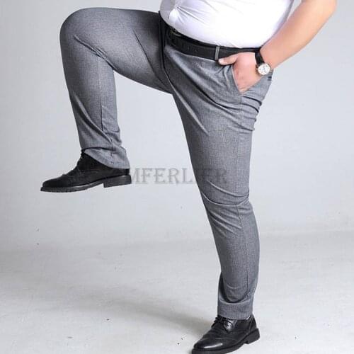 FAISIENS Men Summer Plus Size 8XL 9XL 10XL Casual Pants 44 46 48 Straight Khaki office Pants black Trousers Elasticity 135KG