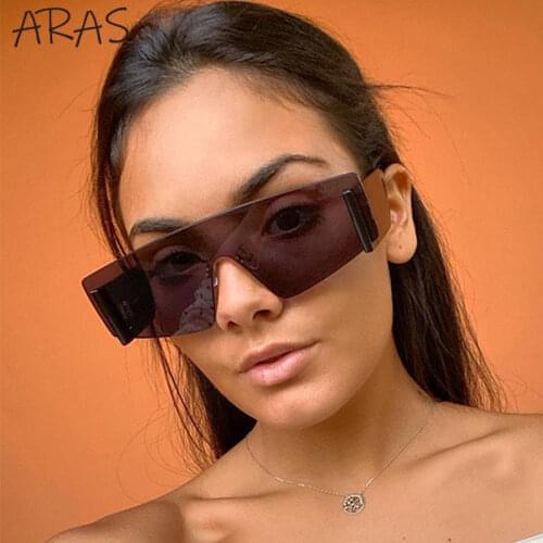 Rimless Oversized Sunglasses Women Flat Top Sun Glasses For Men Fashion One Piece Goggle Eyewear Shades Lady Gafas De Sol UV400