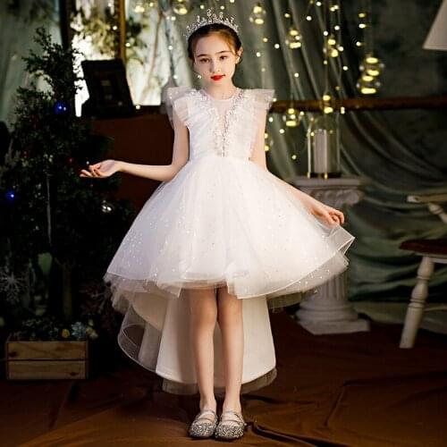 Flower Girl Tulle Dress Children Bridemaid Wedding Dress For Kids Lace Ball Gowns Girls Boutique Vestidos Girls Birthday Clothes