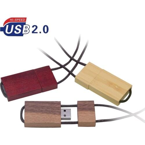 Wooden Square Sliding USB 2.0 Flash Drive 128GB Pendrive 8GB 16GB 32GB 64GB Wood Cle USB Pen Drive Thumb Drive Memory Stick