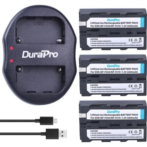 DuraPro 3pc NP-F550 NP-F570 NP F550 F570 Replacement Battery + USB Dual Charger for Sony CCD-SC55 CCD-TRV81 DCR-TRV210 MVC-FD81