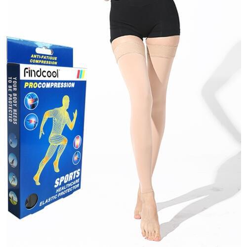 Findcool 15-21mmHg Medical Compression Thigh High Support Thigh Sleeve for Varicose Veins