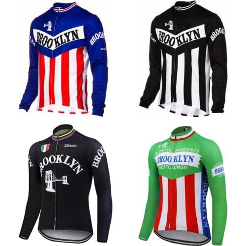 BROOKLYN Classic Long Sleeve Men Cycling Jersey Winter Warm Thin Sportswear Triathlon Suitable for Mountain Bikes Various Styles