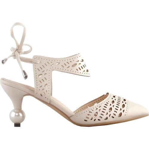 LF60430 SHOW STORY Retro Cut-Out D-Orsay Bow Pointed Toe Exquisite Pearl Heel Dress Pump