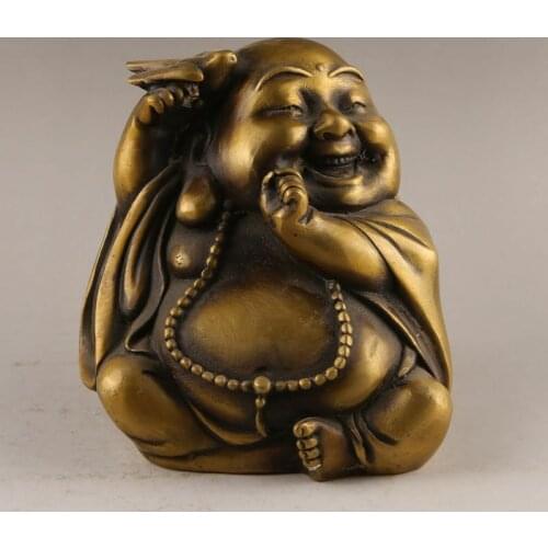 China antique handmade bronze Smiling Maitreya Buddha Statues Decoration