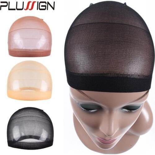 Free Size Stocking Wig Cap 24Pcs Cheap Hair Net Brown Stocking Cap Weave Caps For Women Dome Mesh Skin Color Breathable Soft