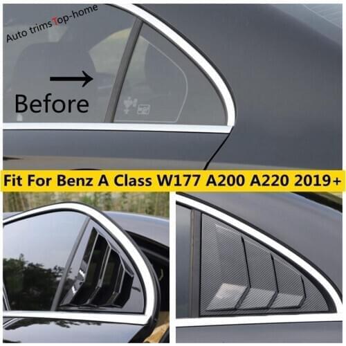 Black / Carbon Fiber Look Rear Window Louver Shutter Cover Trim Plastic Kit For Mercedes Benz A Class W177 A200 A220 2019 - 2021