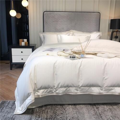 4 Piece Duvets and linen sets For 2 Persons Double Bed Sheets Luxury Egyptian Cotton Sateen Bedding Sets White Silver Pink Green