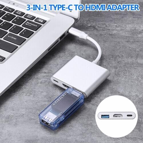 New 3-in-1 Type-C USB 3.1 to USB-C 4K HDMI-compatible USB 3.0 Adapter Converter for Macbook Pro 3 Type-C Switch To 4K Hub 1080P