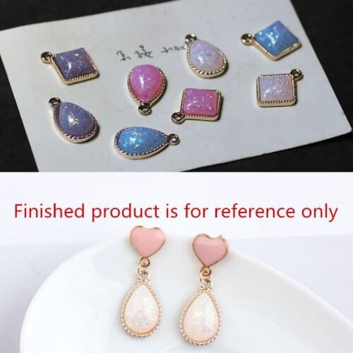 Newest Glitter Enamel Alloy DIY Jewelry Charms Gold Tone Waterdrop Square Bling Glitter Bracelet Necklace keyring Earring Charm