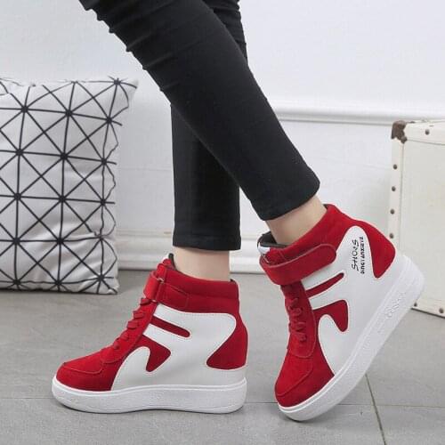 2021 Spring and Autumn New Casual Sneakers Womens Shoes Height Increasing Insole Platform Board Shoes High-Top Running Shoes