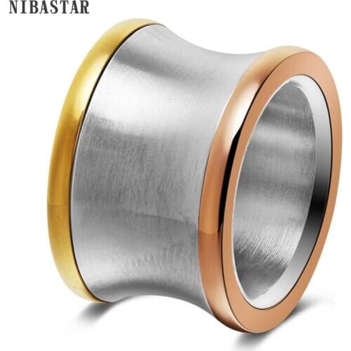 New Arrival Stainless Steel Rings for Women Size 6, 7, 8, 9 10 Two Colors Mix Big Irregular Round Jewelry