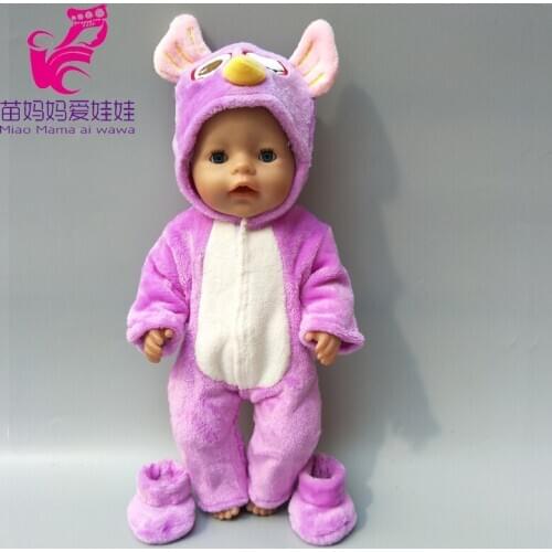 New Arrival Doll Clothes for 40 Baby Doll Clothes Fur Cartoon Animal Pajama Set for 17 Inch Doll Coat