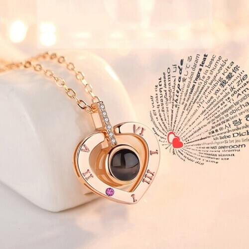 Love Necklace I Love You 100 Languages Projection Pendant Necklace for Mom/Women Romantic Gift Valentines Day present