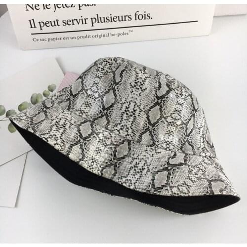 Cotton Snake Print Both Sides Bucket Hat Fisherman Hat Outdoor Travel Sun Cap Hats for Men and Women 180