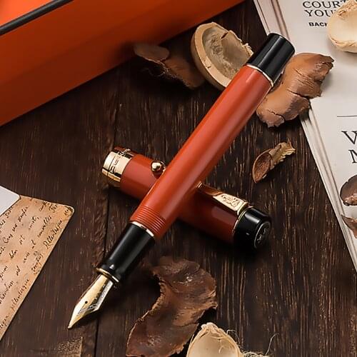 Jinhao 100 Centennial Resin Fountain Pen Orange-Red Iridium EF/F/M/Bent Nib with Converter Ink Pen Business Office School Pen