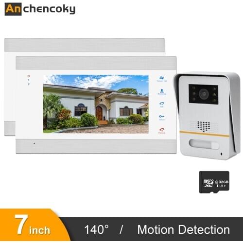 Anchencoky Wired Video Door Phone 7inch Video Intercom With 150° Wide Angle Call Panel Support Motion Detect and Unlock Intercom