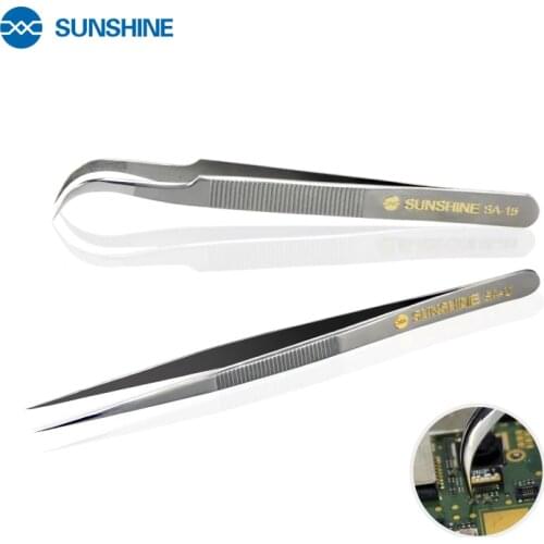 SUNSHINE SA-11/15 Straight Tweezer Precision Repair Hand Tools for Moblie Phone PC Tweezers for Eyelash Makeup Hand Tools