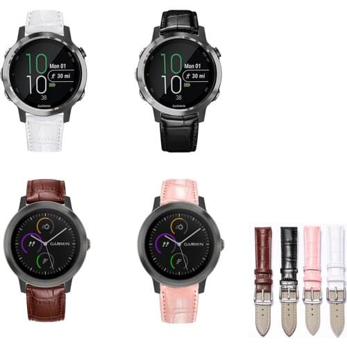 20mm 22mm Leather Watch Band Strap for Garmin Forerunner 245 M 645 645M Wristband for Vivoactive 3 trainer music Venu SQ strap