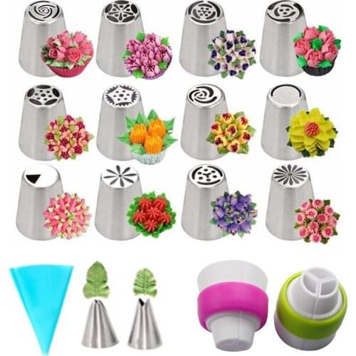 Russian Tulip Icing Piping Nozzles Stainless Steel Flower Cream Pastry Tips Nozzles Bag Cupcake Cake Decorating Tools