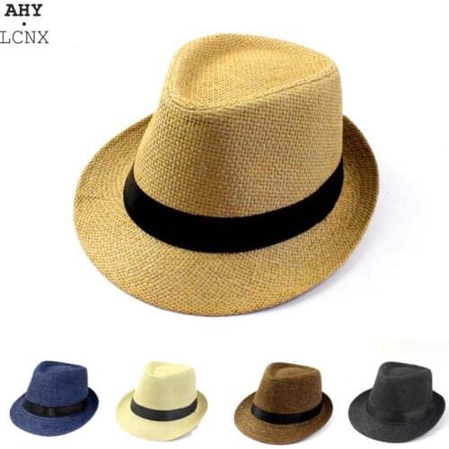 2020 New Fashion Panama Hat Summer Straw Sun Hats for Women Men Beach Jazz Hat Mens UV Protection Cap chapeau femme