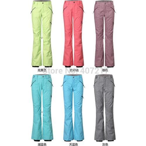 Gsou Snow Womens Pink Ski Pants Ladies Yellow Green Riding Skating Hiking Padded Trousers Waterproof 10K Thermal