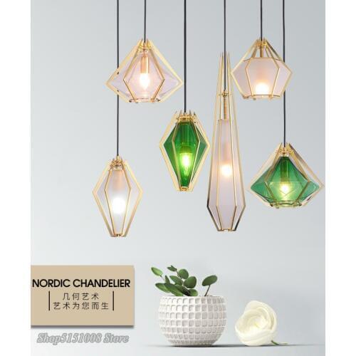 Modern LED pendant lights multicolor Glass Single Head hanging lamp Nordic for Dining Room living room bedroom Home deco fixture